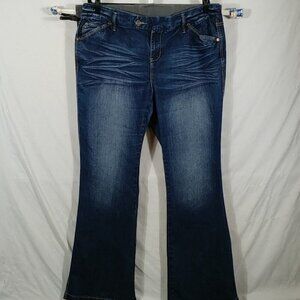 True Bliss Women's Blue Bootcut Mid Rise Designer Western Jeans Plus Size 18
